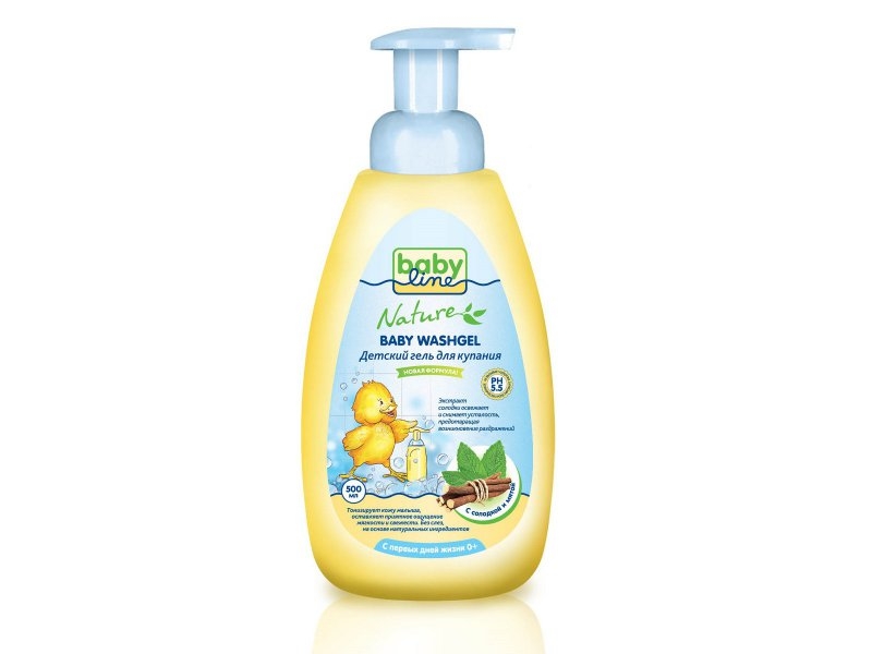 Гель Babyline Nature для купания детей с мятой и солодкой, 500 мл (с помпой)