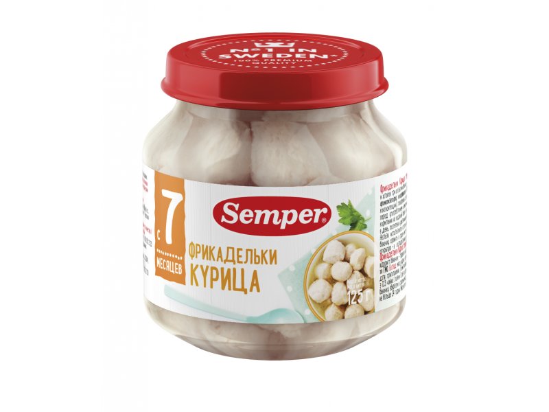 Пюре Semper Фрикадельки из курицы 125 г 
Пюре Semper Фрикадельки из курицы 125 г