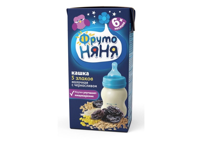 

Каша Фрутоняня, молочная 5 злаков с черносливом, готовая 0,2 л