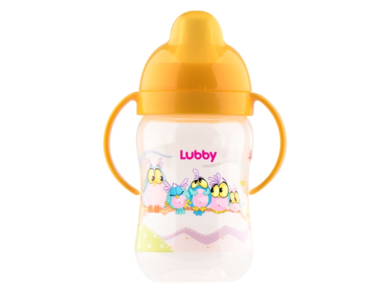 

Поильник-непроливайка Lubby, с твердым носиком, Веселые животные 250 мл желтый