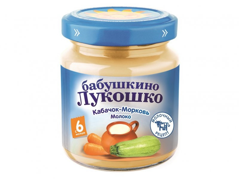 

Пюре Бабушкино Лукошко Кабачок, морковь, молоко 100 г