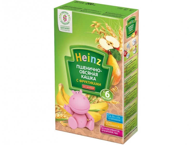 

Каша Heinz, безмолочная пшенично-овсяная с фруктиками 200 г