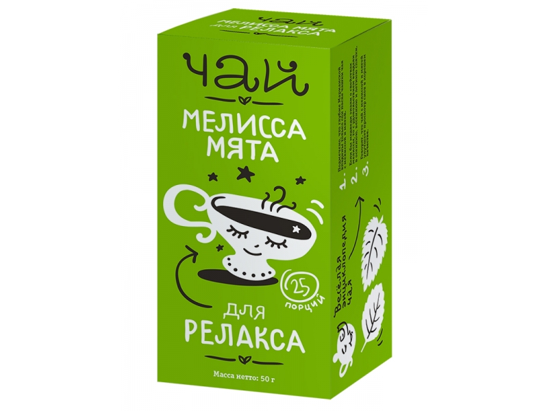 Чай Леовит, Мелисса, мята для релакса, 25 пак.*2 г, 50 г