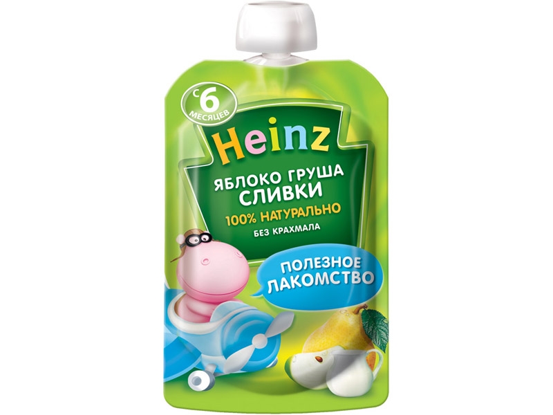 

Пюре Heinz Яблоко, груша, сливки 90 г пауч