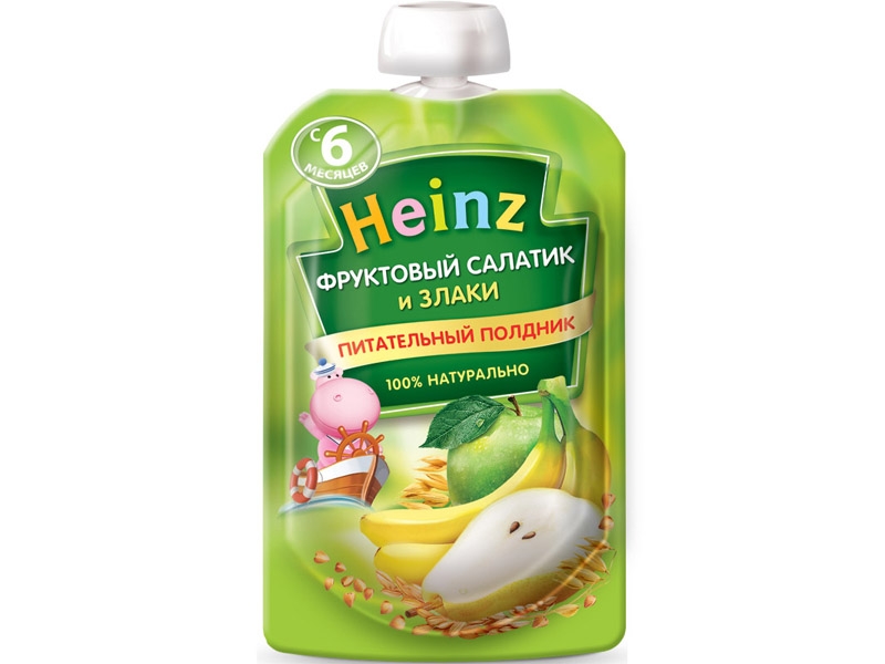 

Пюре Heinz Фруктовый салатик и злаки 90 г пауч