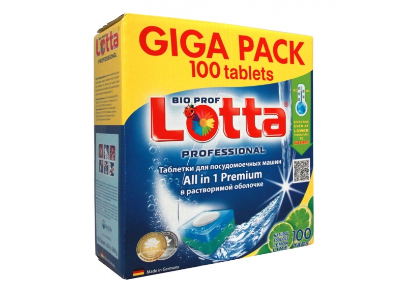 

Таблетки для ПММ Lotta Allin1 Giga Pack (растворимая оболочка), 100 шт