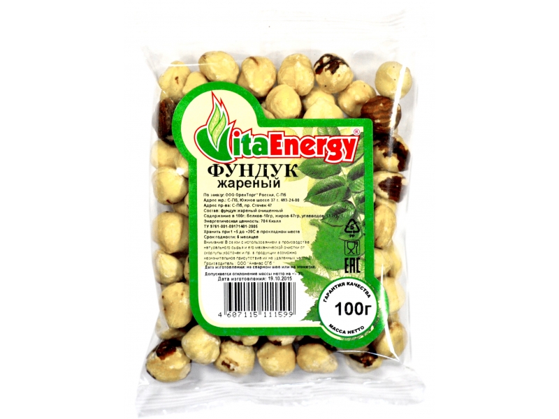 

Фундук VitaEnergy жареный 100 г