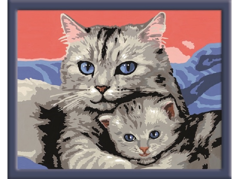 Кошка с котятами рисунок