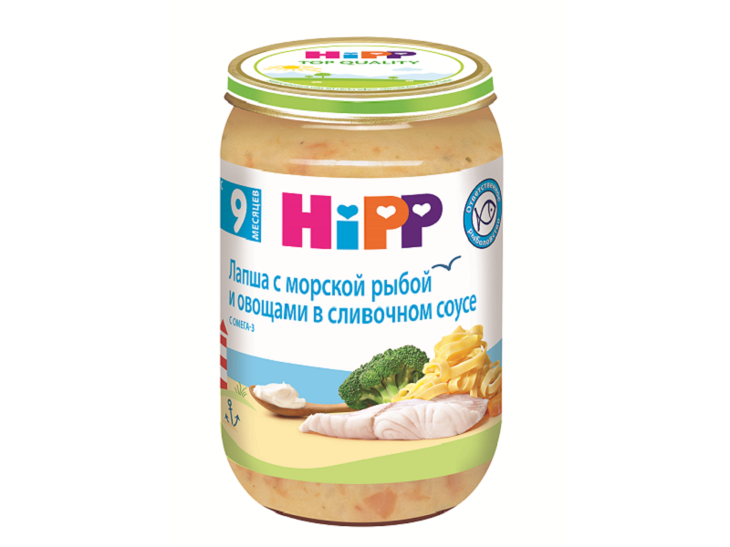 

Пюре Hipp Лапша с морской рыбой в соусе из сливок и брокколи 220 г