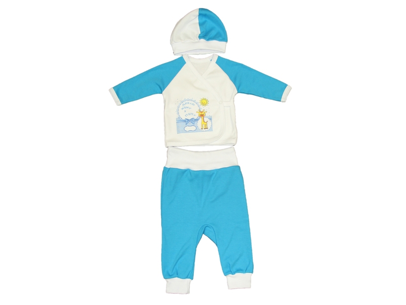 

Комплект Колибри, Люблю маму и папу (распашонка, шапочка, штаны) голубой, р