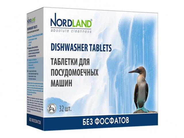 

Таблетки Nordland для посудомоечных машин, без фосфатов, 32 шт*20 г