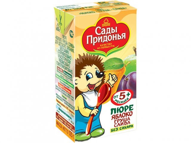 

Пюре Сады Придонья Яблоко, груша, слива, 125 г, Tetra Pak