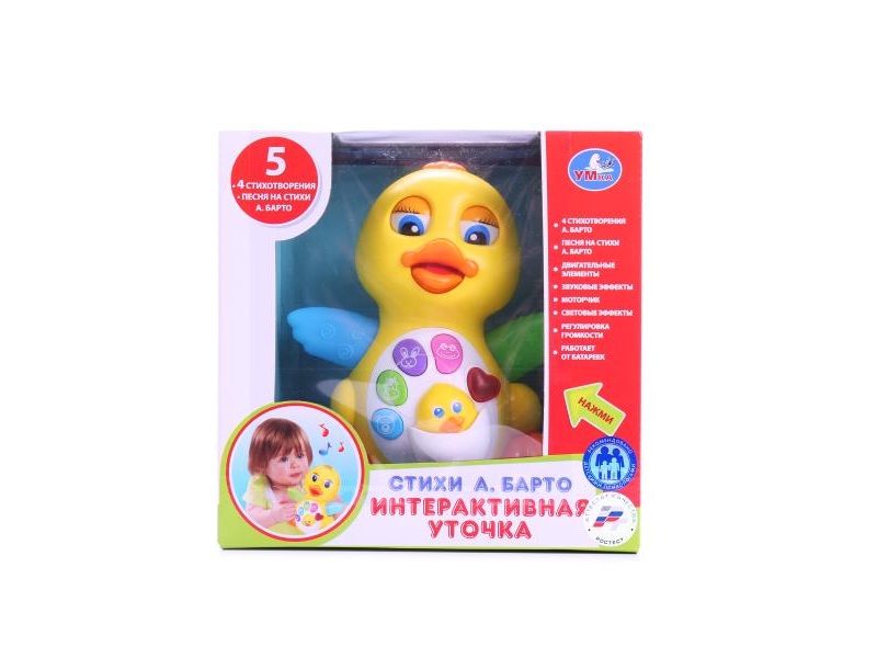 

Игрушка интерактивная УМка, Уточка свет+звук (стихи и песня А.Барто)