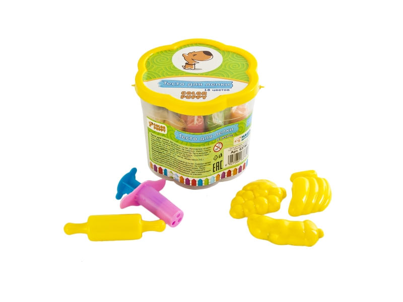 

Тесто для лепки Color Puppy 18 цветов, 315 г, формочки, инструменты