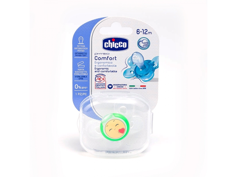 

Пустышка Chicco Physio Comfort Smile, силиконовая, 6-12 мес., 1 шт.