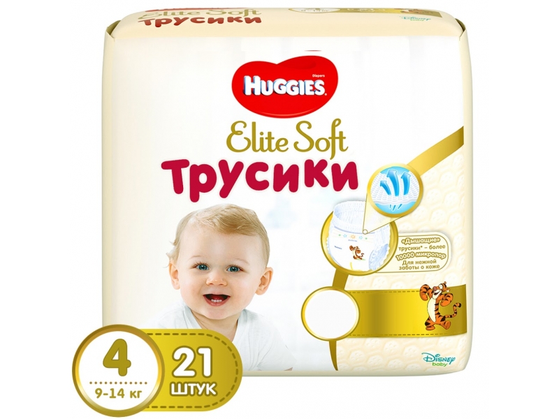 

Подгузники-трусики Huggies Elite Soft 4 (9-14 кг), 21 шт.