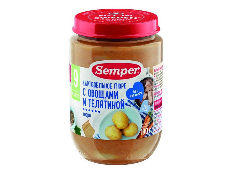 

Пюре Semper Картофель с овощами и телятиной 190 г