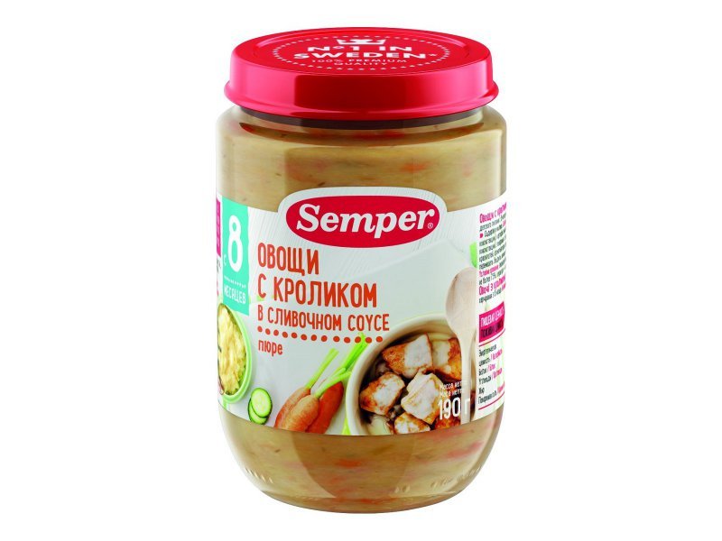 

Пюре Semper Овощи с кроликом в сливочном соусе 190 г