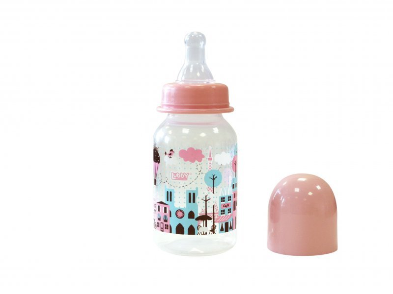 

Бутылочка Lubby с соской, Я люблю, 125 мл розовый