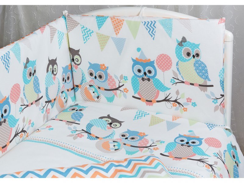 Rabby Baby Комплект в кроватку Rabby Baby Совушки, 3 предмета бирюзовый