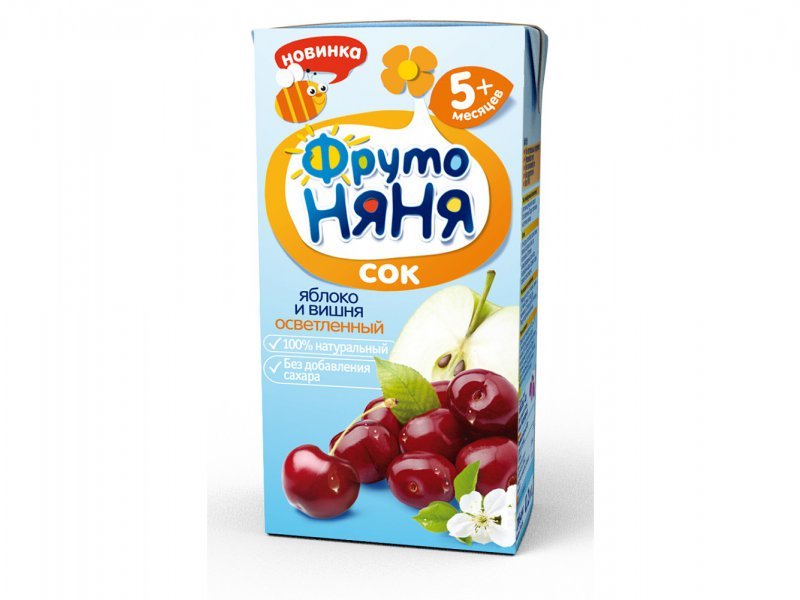 

Сок ФрутоНяня яблочно-вишневый осветленный, 200 мл