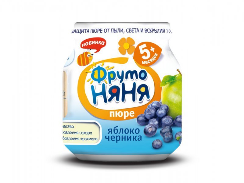 

Пюре Фрутоняня из яблок и черники, 100 г