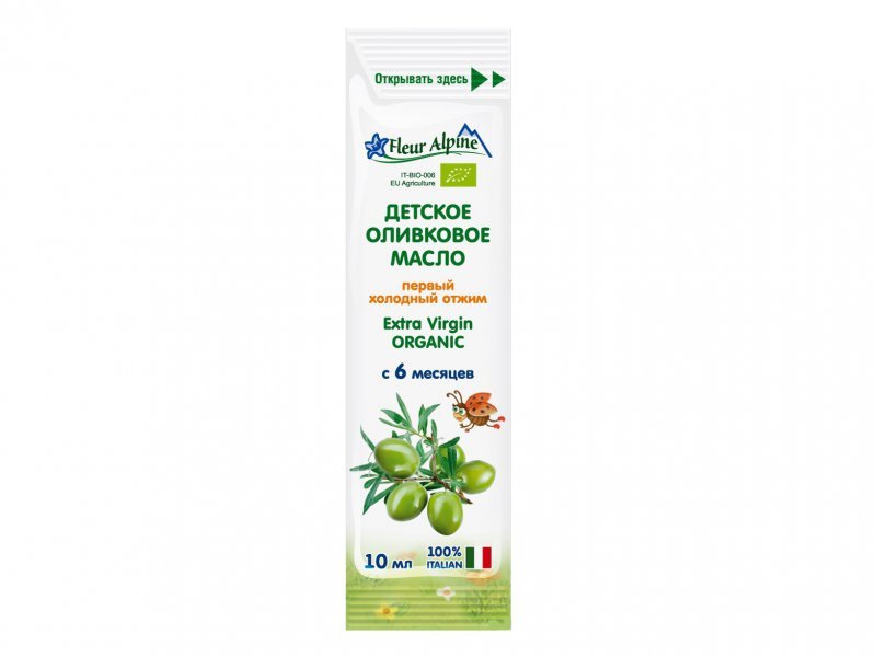 

Масло Fleur Alpine Organic детское оливковое Extra Virgin, сашет, 10 мл