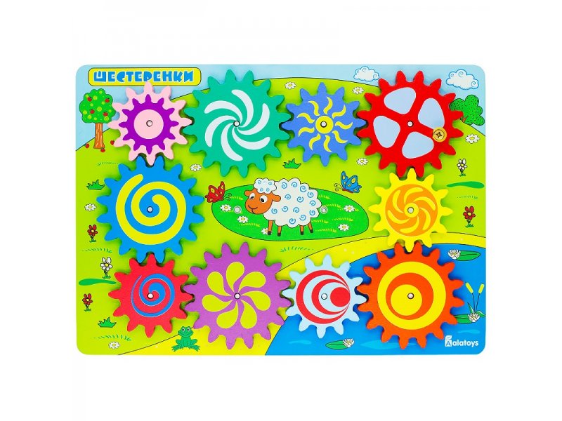 

Игрушка из дерева Alatoys, Бизиборд Шестеренки
