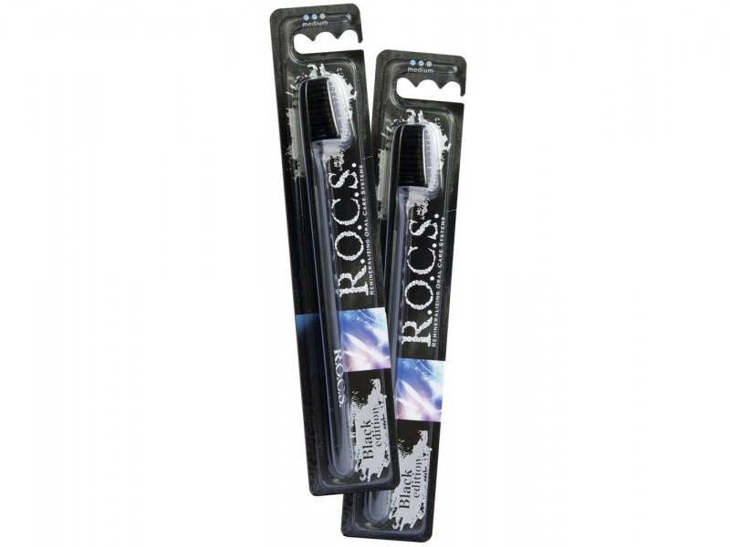 

Зубная щетка Rocs Black Edition Classic, средняя