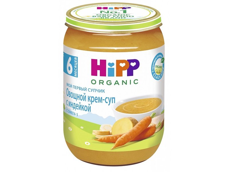 

Крем-суп Hipp овощной с индейкой Мой первый супчик190 г