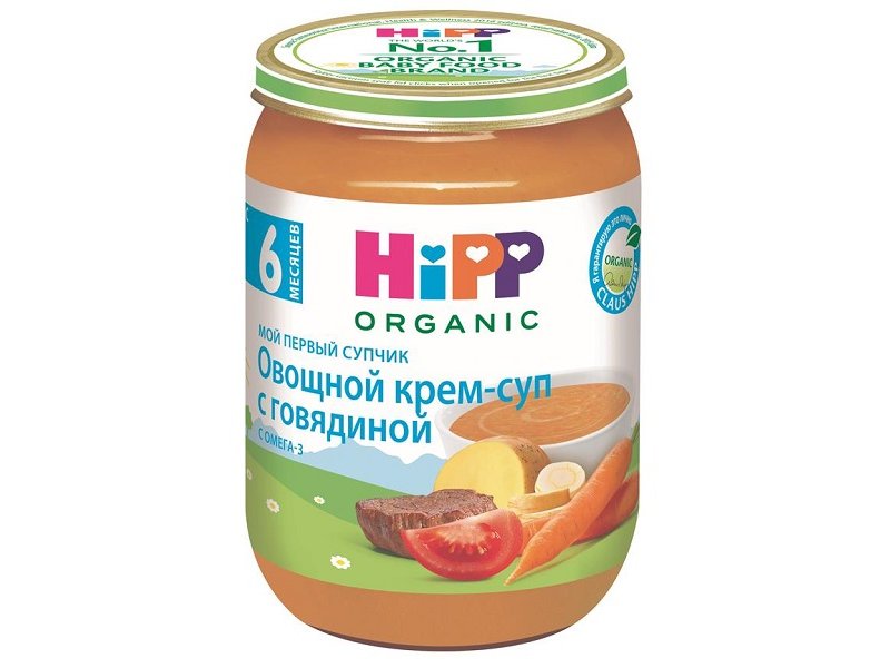 

Крем-суп Hipp Овощной с говядиной, Мой первый супчик 190 г