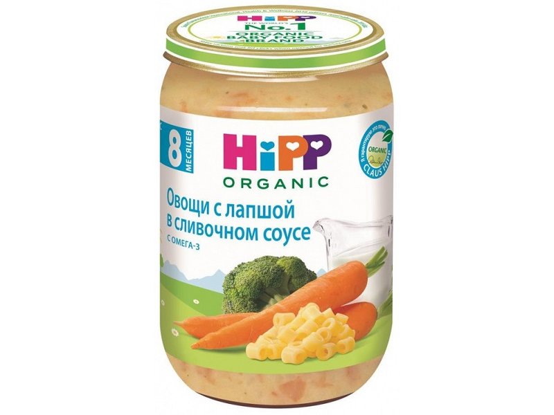 

Пюре Hipp Овощи с лапшой в сливочном соусе 220 г