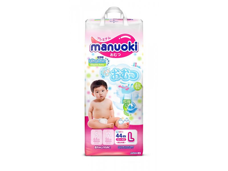 

Подгузники Manuoki, размер L (12+ кг), 44 шт.
