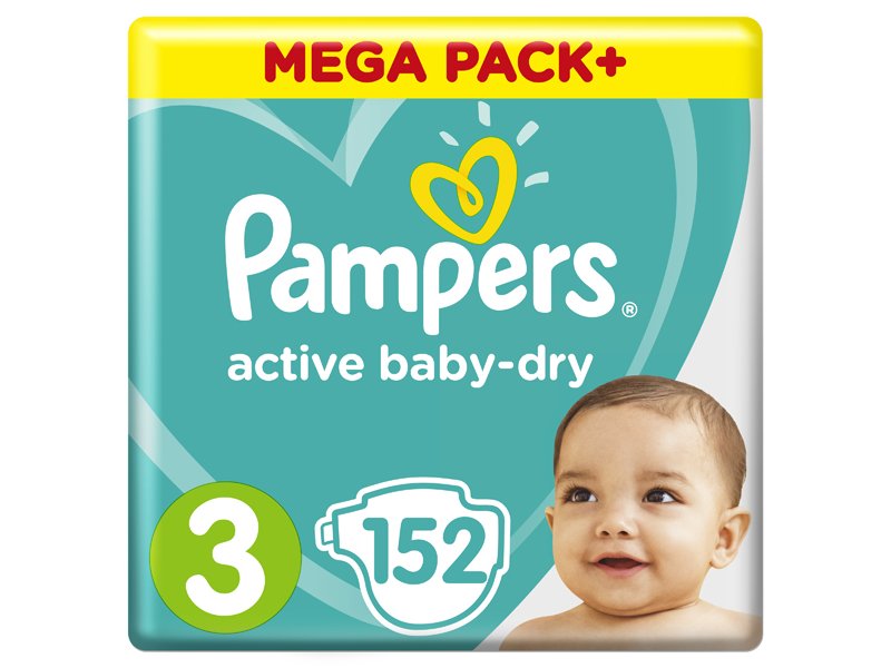 

Подгузники Pampers Active Baby-Dry 6–10 кг, размер 3, 152 шт.