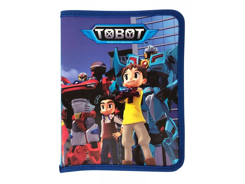 

Папка для тетрадей Tobot, обшитая, молния с 3х сторон, 1 отд., пластик