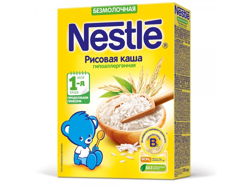 

Каша Nestle, безмолочная рисовая гипоаллергенная, 200 г