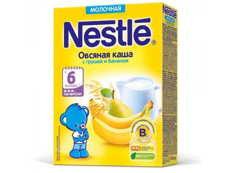 

Каша Nestle, молочная овсяная с грушей и бананом, 220 г