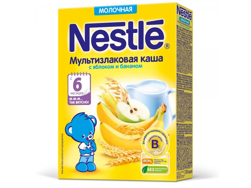 

Каша Nestle, молочная мультизлаковая с яблоком и бананом, 220 г