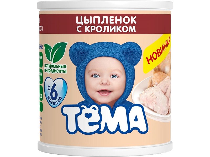 

Пюре Тёма Цыпленок с кроликом 100 г