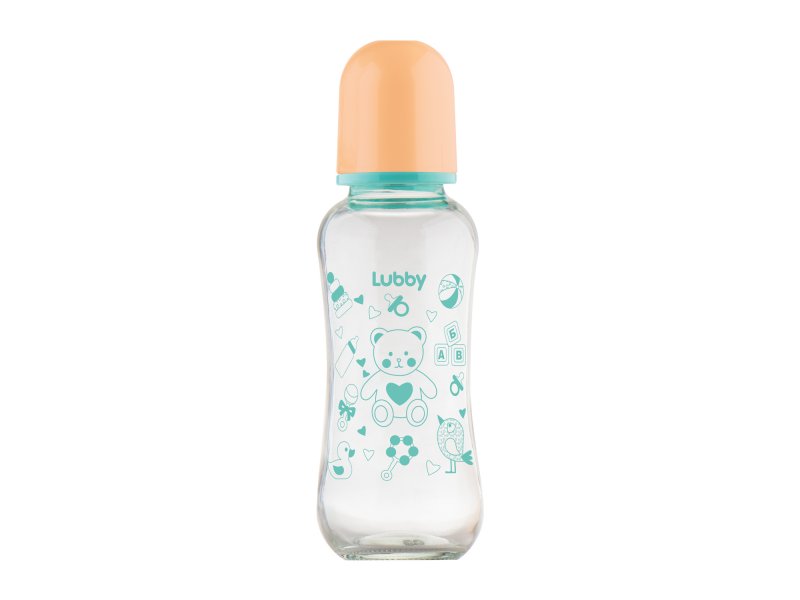 

Бутылочка Lubby с молочной соской, стекло Малыши и малышки 250 мл