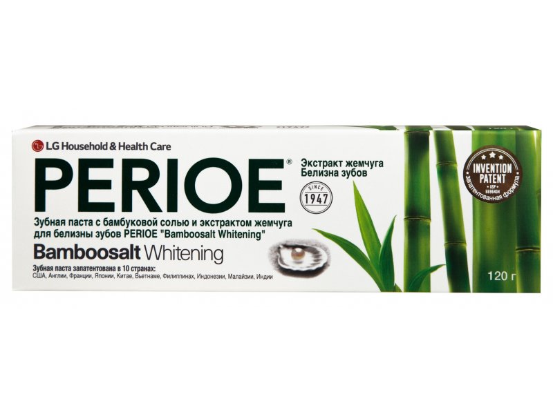 

Зубная паста Perioe с бамбуковой солью Bamboosalt whitening и экстрактом жемчуга для белизны зубов,