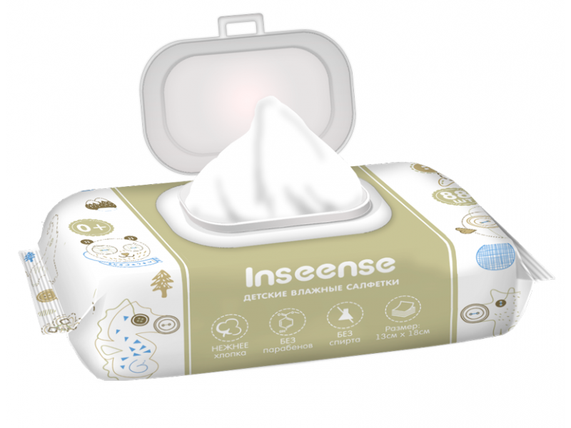 

Салфетки Inseense влажные для детей с лосьоном, 88 шт.