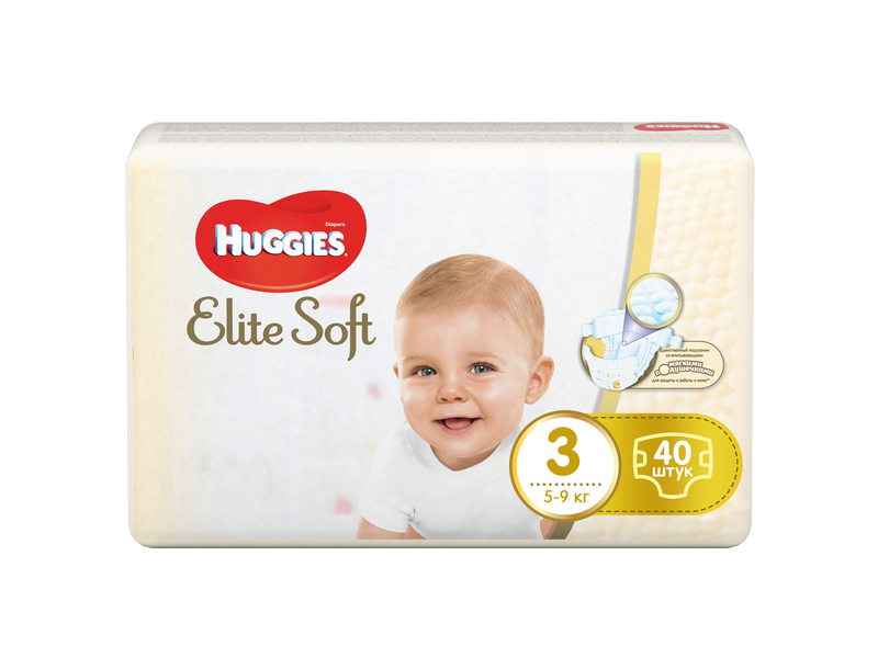 

Подгузники Huggies Elite Soft (3) 5-9 кг, 40 шт.