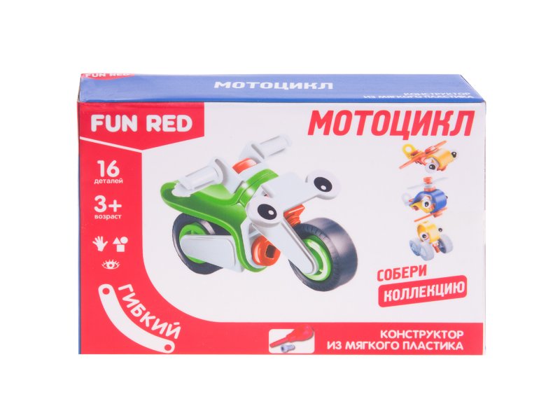 

Конструктор Fun Red гибкий, Мотоцикл, 16 деталей