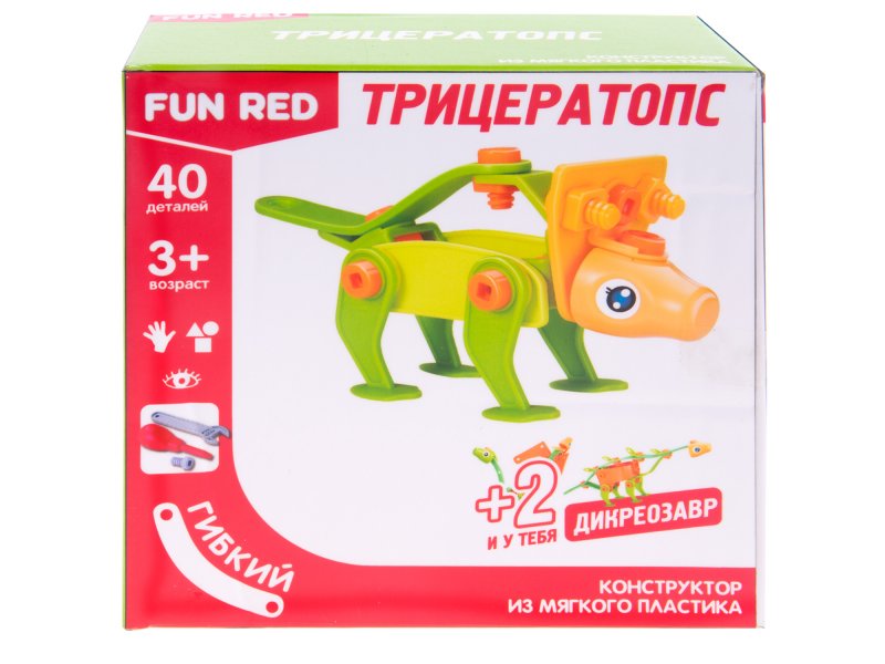 

Конструктор Fun Red гибкий, Трицератопс, 40 деталей