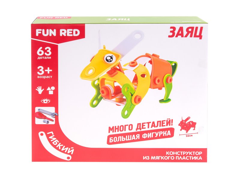 

Конструктор Fun Red гибкий, Заяц, 63 детали