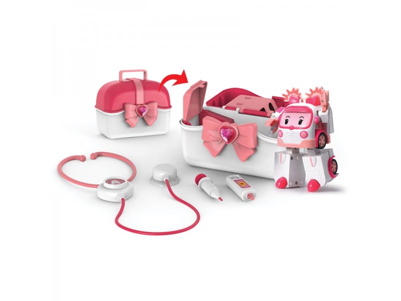 

Набор Silverlit Robocar Poli, Кейс с трансформером Эмбер 12,5 см с аптечкой