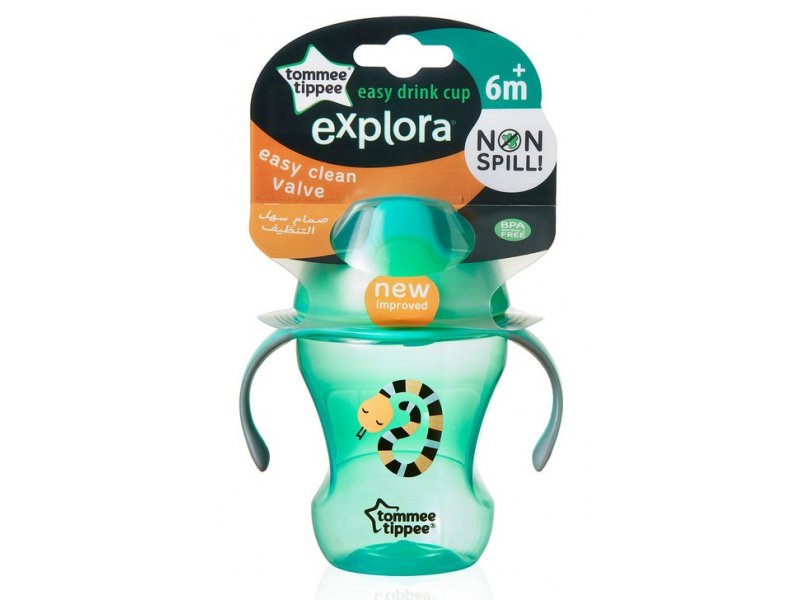 

Поильник-непроливайка Tommee Tippee Explora Easy Drink с крышкой с ручками, 230 мл зеленый