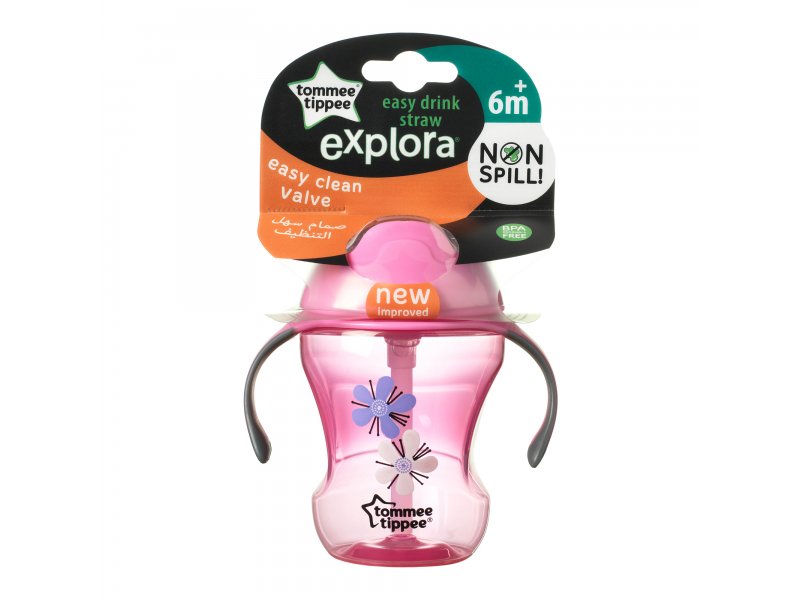 

Чашка-непроливайка Tommee Tippee Explora Easy Drink с трубочкой, 230 мл розовый