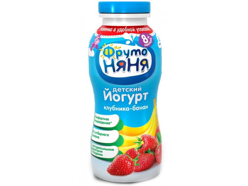 

Йогурт питьевой ФрутоНяня, с клубникой и бананом 2,5% 200 мл